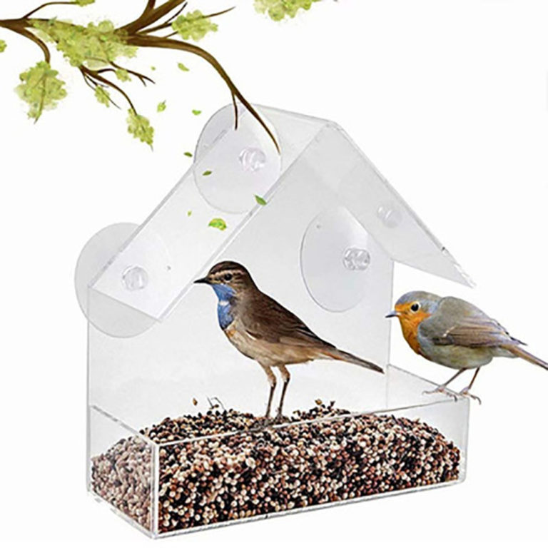 Fen-tre-transparente-Mangeoire-Pour-Animaux-De-Compagnie-Bo-te-De-Rangement-Oiseaux-Jardin-Ext-rieur